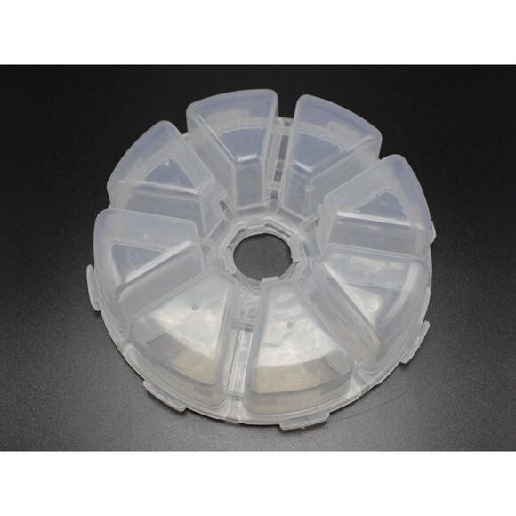 Two Clear Round Grid Jewelry Bead Compartment Storage Organizer Case Set - Picture 5 of 7